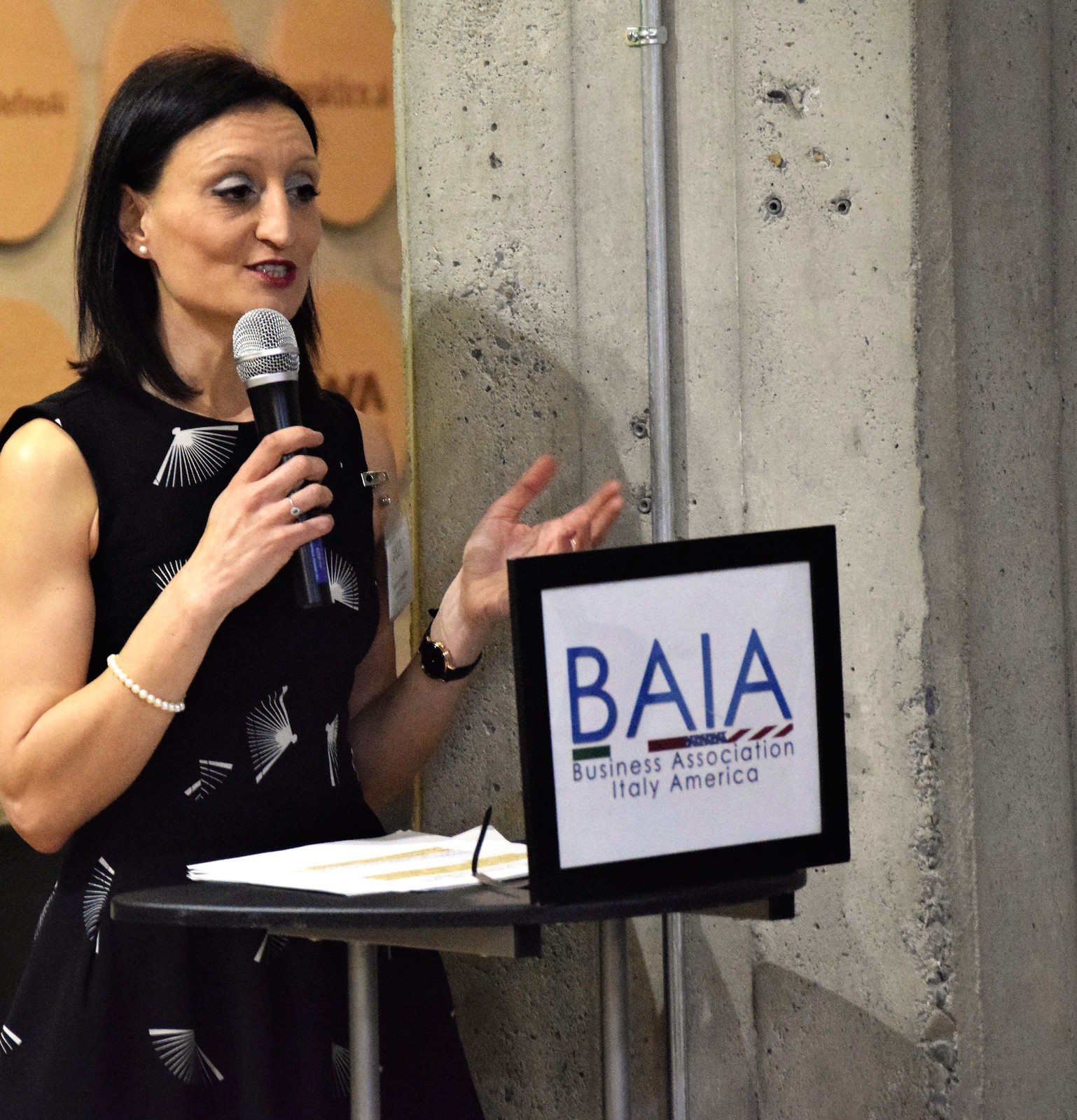 Serena Perfetto durante un evento della Business Association Italy America di cui e presidente del Consiglio di Amministrazione